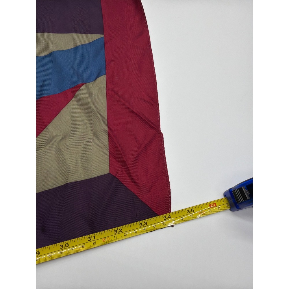 Vintage Geometric Abstract Square Silk Scarf Multicolor Colorblock 34x34 Large - Picture 6 of 7